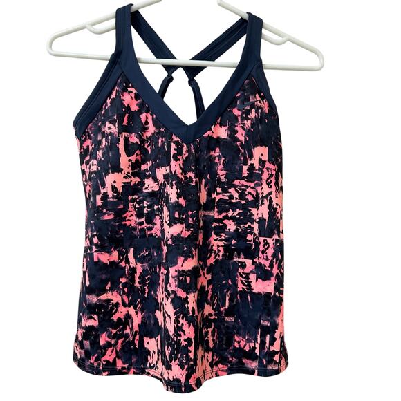 Nike Womens Sz Small Fire V Neck Tankini Swim Suit Top Pink Gaze Padded Modest - Picture 1 of 5